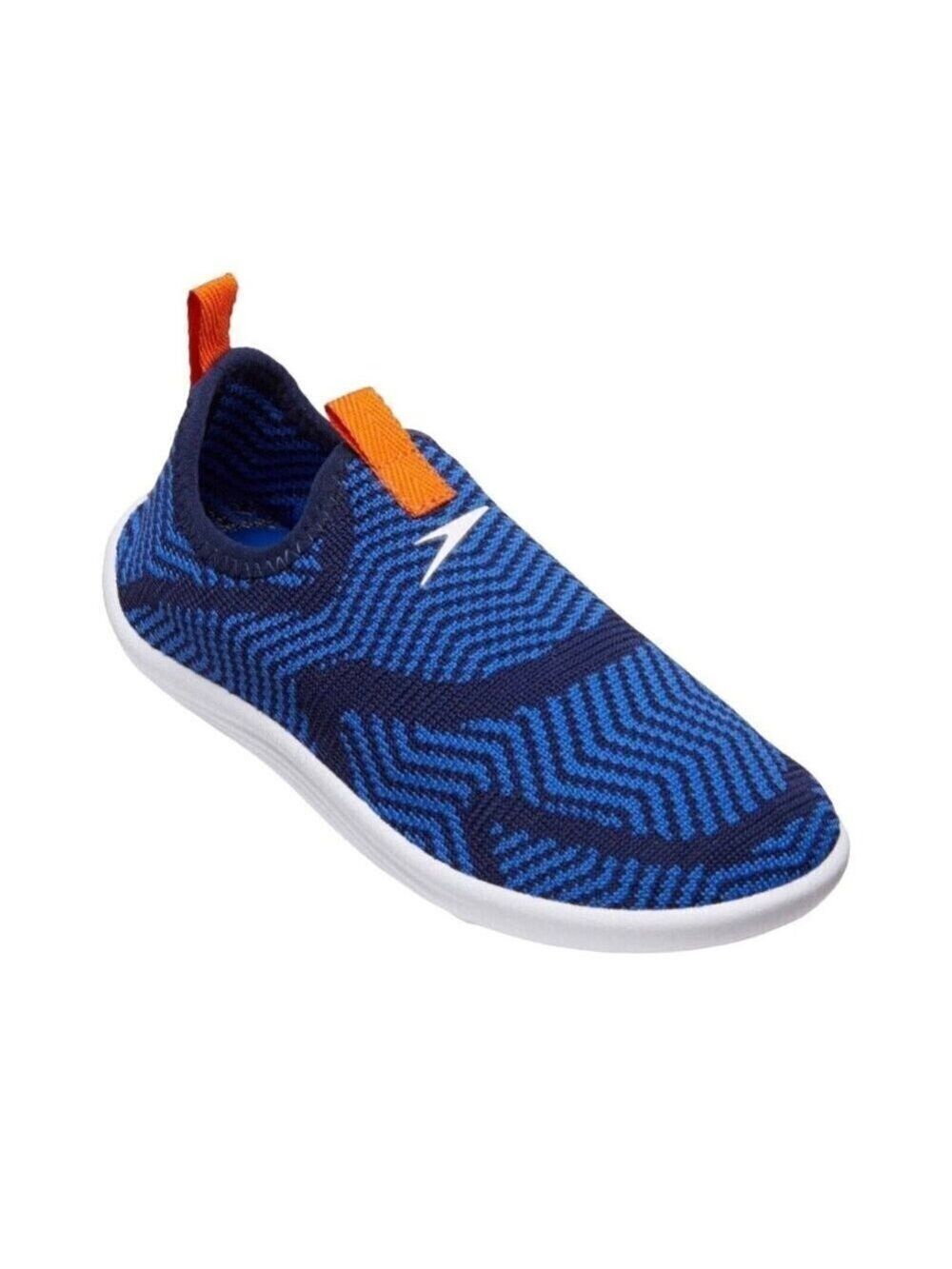 Speedo Junior Surfwalker Water Shoes M 2-3 Blue/Orange Lightweight Swim Beach